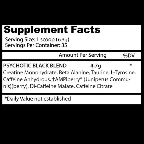 Nutrition Facts About Psychotic Black Infused Pre Workout Powerhouse By Insane Labz Supplement Buy All Over In Pakistan 2021, www.arnutrition.pk iS The Best Food Supplements Store In Lahore Pakistan