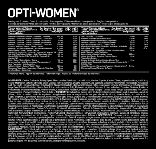 Nutrition Facts Optimum Nutrition OPTI–WOMEN Multivitamin Tablets In All Over Lahore Pakistan 2021 Opti Men 60 120 Capsules Price In Pakistan www.arnutrition.pk iS The Best Food Supplements Store jumabazar