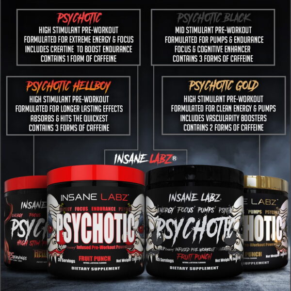 Psychotic Black is The MID Stimulant Pre-Workout Formulated For Pumps And Endurance Focus And Congnitive Enhancer Contains 3 Forms Of Caffeine. Buy Products Of Insane Labz At www.arnutrition.pk