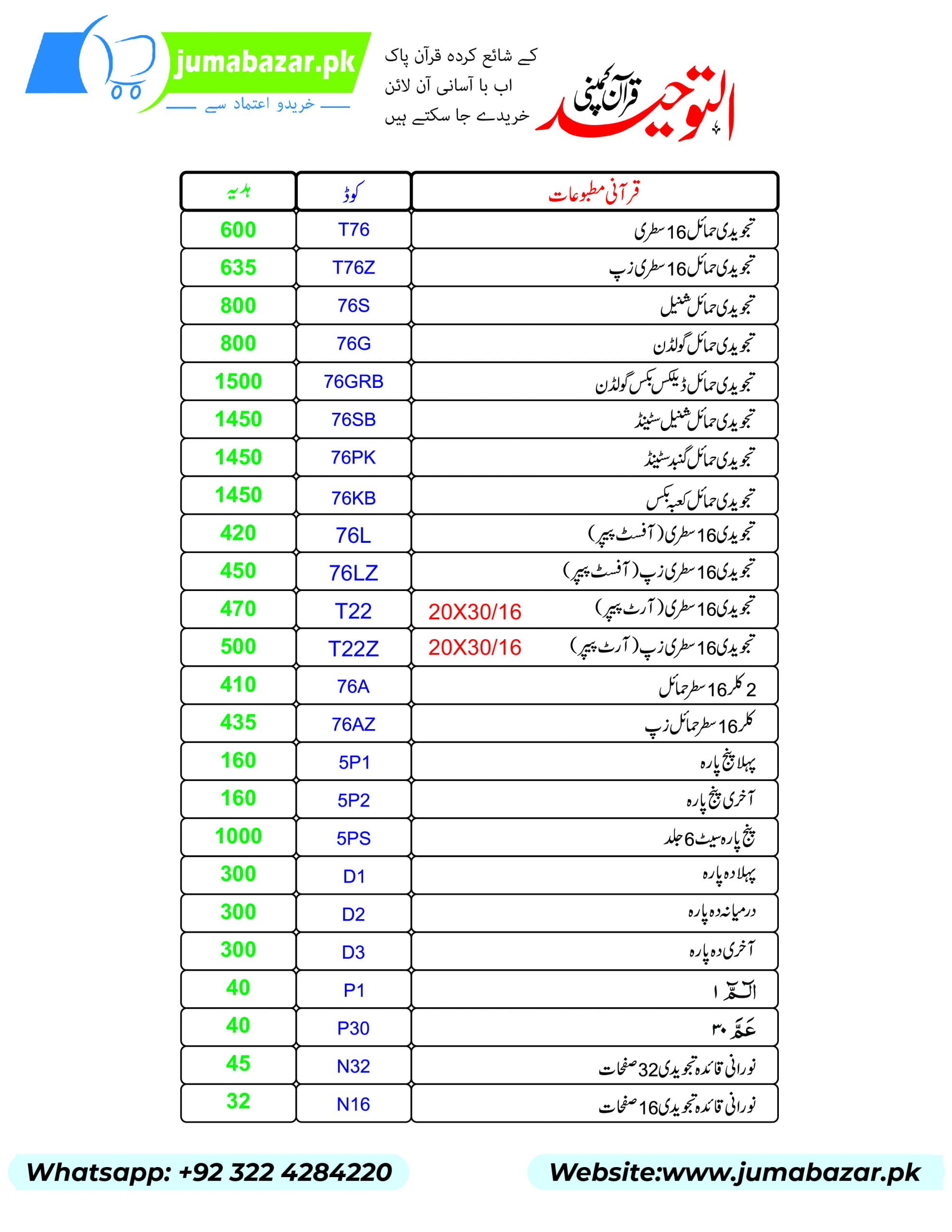 al touheed quran company price list Jumabazar 01 scaled jumabazar - Blog